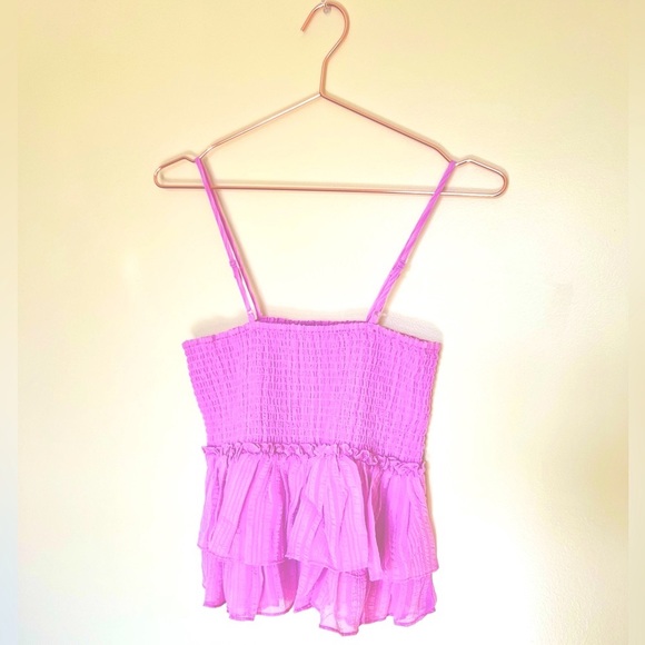 BCBGMaxAzria Purple Pleated Organic Linen Blouse NEW - Picture 4 of 4